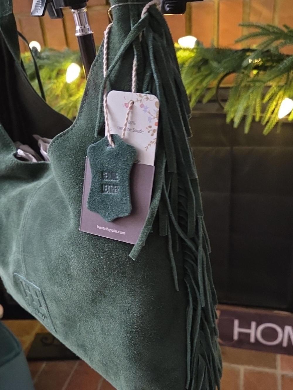 Haute Hippie Dark Green Suede Hobo Bag with Fringe NWT - Picture 5 of 17